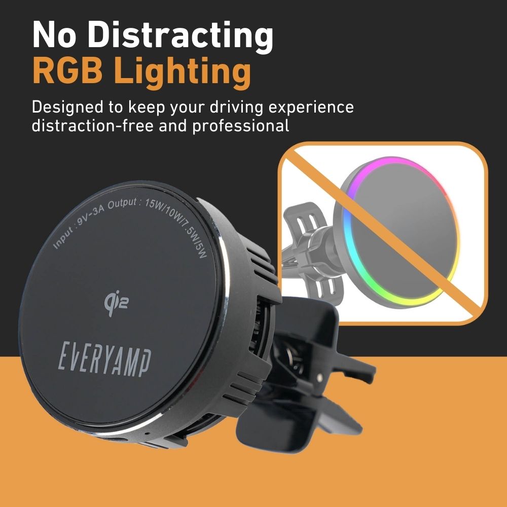 EveryAmp Qi2 charger has no distracting RGB lighting for a professional look