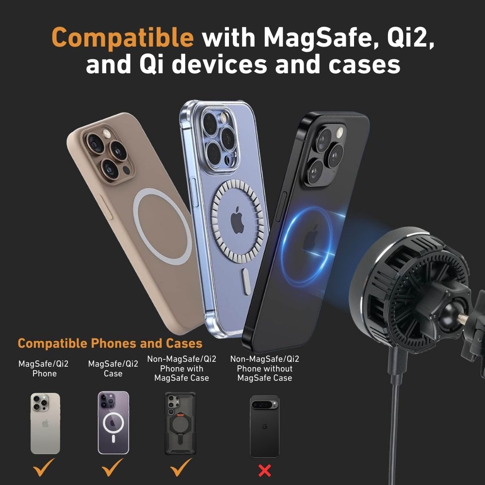 EveryAmp Qi2 charger is compatible with MagSafe, Qi2, and Qi2 devices and cases