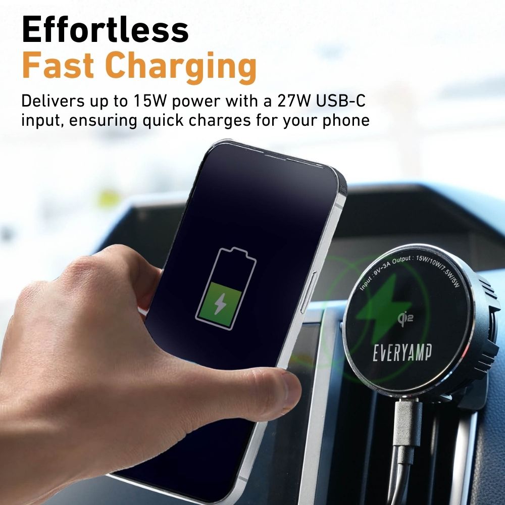 EveryAmp Qi2 charger supplies up to 15W with a 27W USB-C input