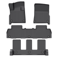 LinerX Floor Mats for the 2025 Rivian R1S, by LinerX, feature a set of four black mats with a ribbed design made from durable thermoplastic elastomer, displayed in a flat layout.