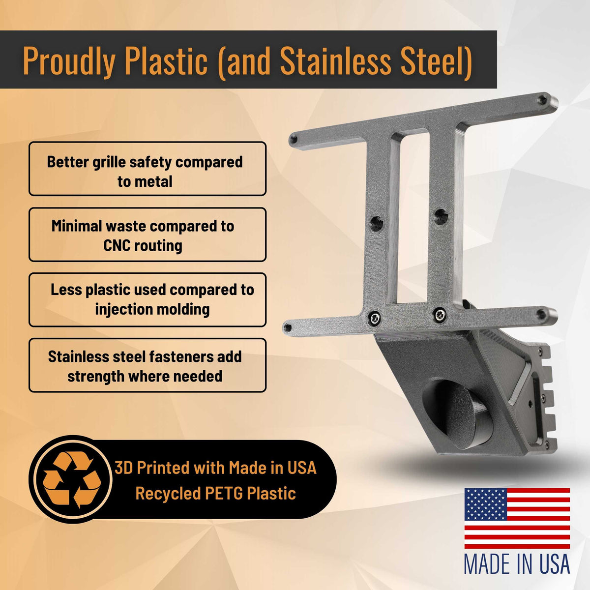 SnapPlate Plus for the 2023 to 2017 Tesla Model 3 is made from recycled plastic with stainless steel reinforcement