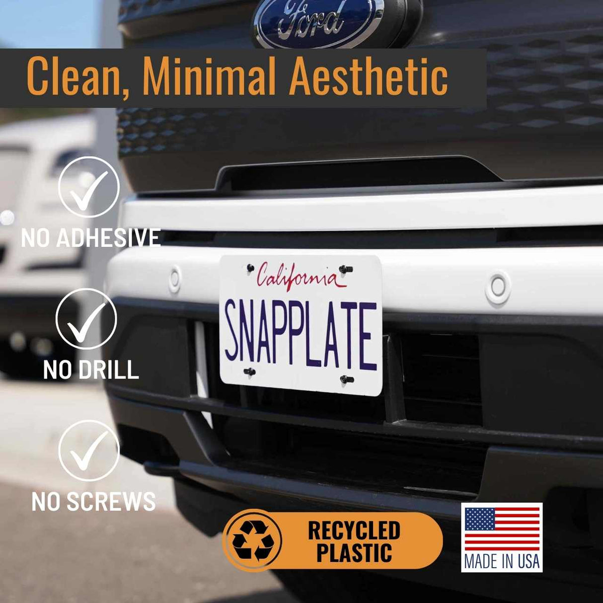 SnapPlate for Ford F-150 Lightning EV has a clean and minimal aesthetic