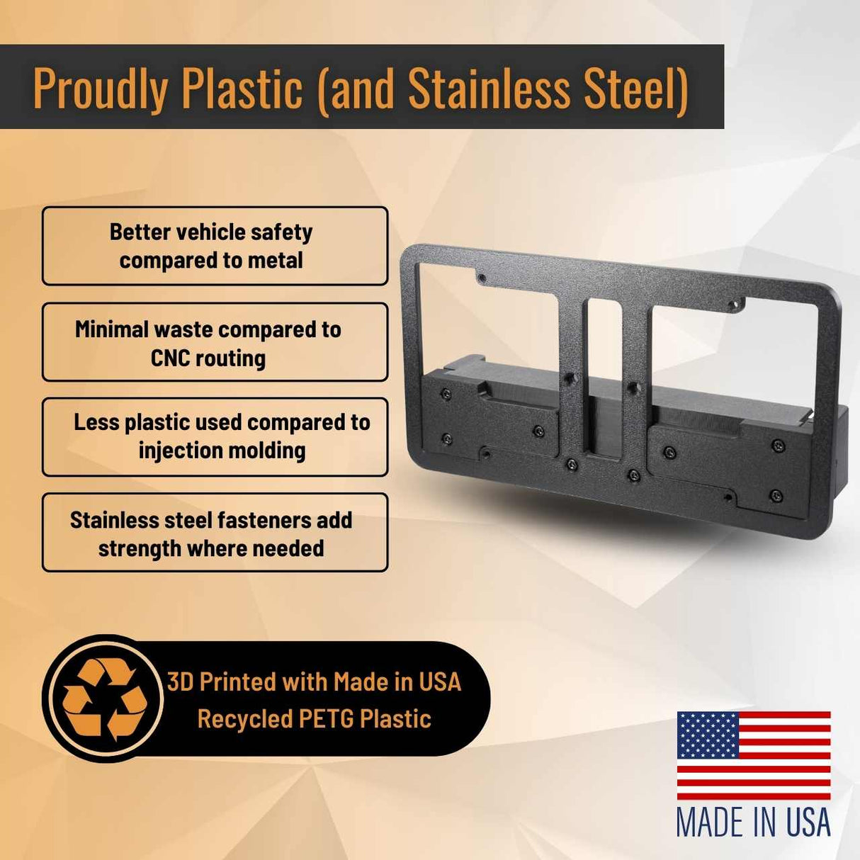 SnapPlate for Ford F-150 Lightning EV is made from recycled plastic with stainless steel reinforcement