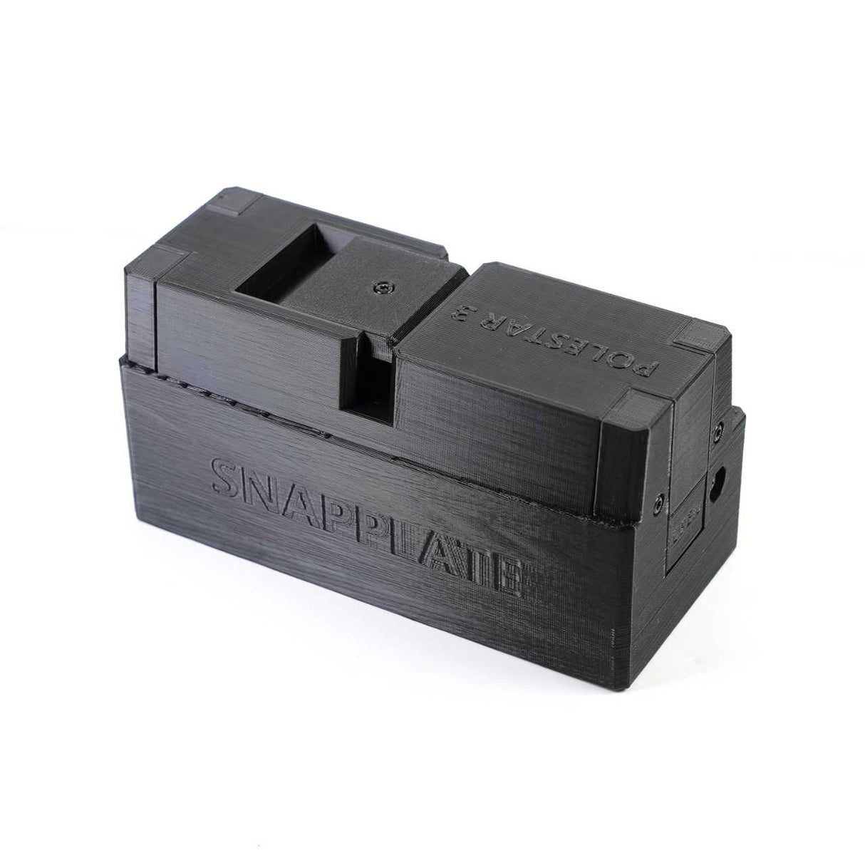 The EveryAmp SnapPlate Base - Polestar 3 (2025+) is a black rectangular plastic replacement part labeled SNAPPLATE, designed as a SnapPlate base for the Polestar 3.