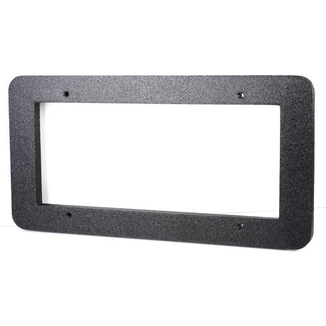 The EveryAmp SnapPlate+ XLS Plate Mount - USA/CAN/MEX is a rectangular black frame with four mounting holes, shown on a white background, designed for strength-optimized performance.