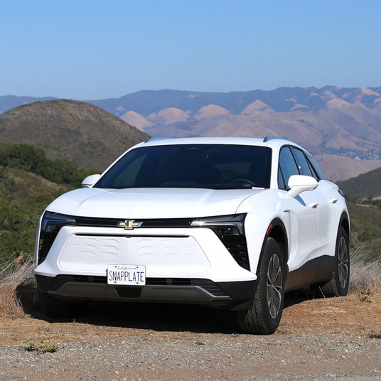 Chevrolet electric SUV with SnapPlate license plate.