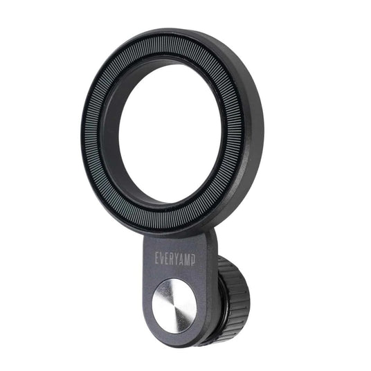 Magnetic phone mount ring for a car dashboard.