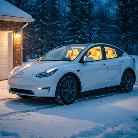 Tesla Model Y shown in the snow