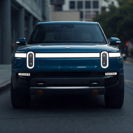 Rivian vehicle with no front plate