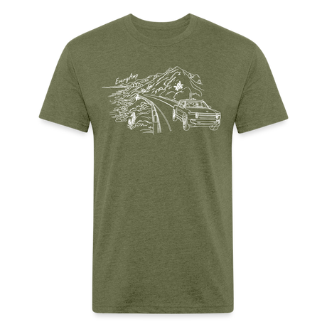 Rivian PCH Cruise Line Art Shirt - heather military green