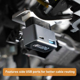 EveryAmp OBD2 to USB adapter fits most vehicles and has side ports for better cable routing while avoiding feet and legs