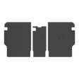 Three black rubber LinerX Seat Back Cover Mats for Rivian R2 providing cargo protection for the back of the vehicle seats.