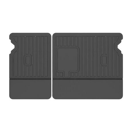 LinerX Second Row Seats Back Cover Mats for 2025-2026 Polestar 3—black, rectangular rubber mats with grooves and cut-outs, ideal rear seat protection accessories, shown on a plain white background.