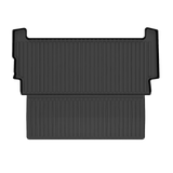 The LinerX Cargo Liner for 2022-2026 Rivian R1S by LinerX is a black, rectangular mat with raised edges and vertical ridges, offering custom-fit all-weather protection—perfect for your R1S. Shown on a white background.