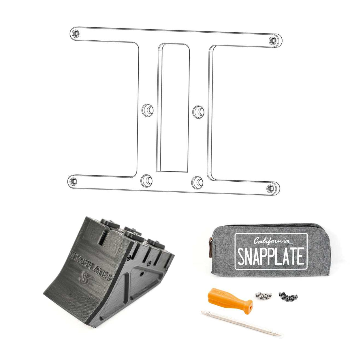 SnapPlate plus with a custom made to order plate mount for the 2021 Tesla Model S