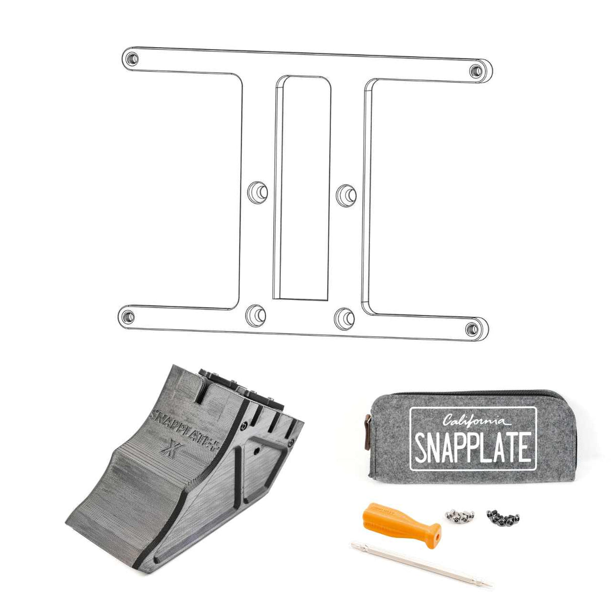 SnapPlate plus with a custom made to order plate mount for the 2021 Tesla Model X