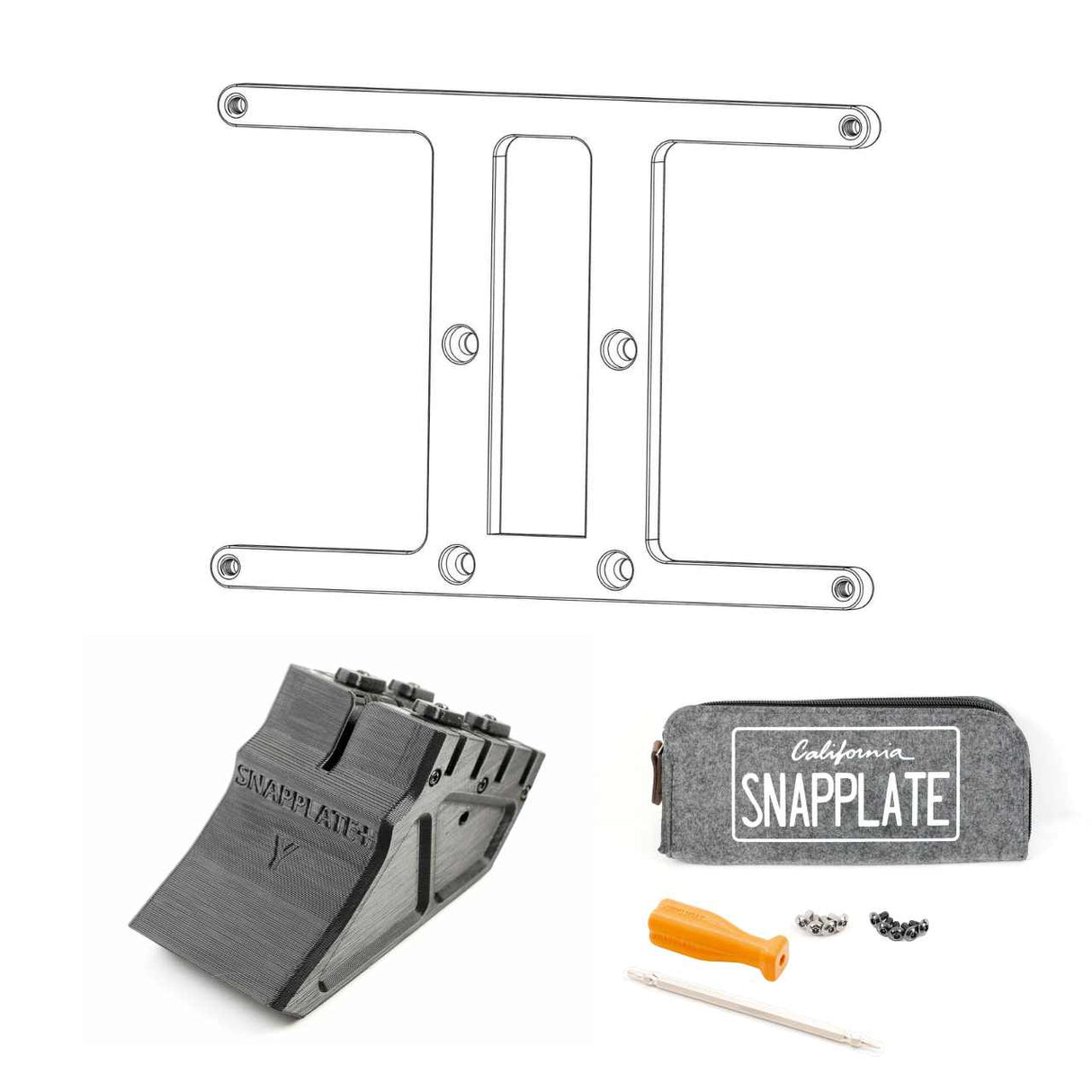 SnapPlate plus with a custom made to order plate mount for the 2020 Tesla Model Y