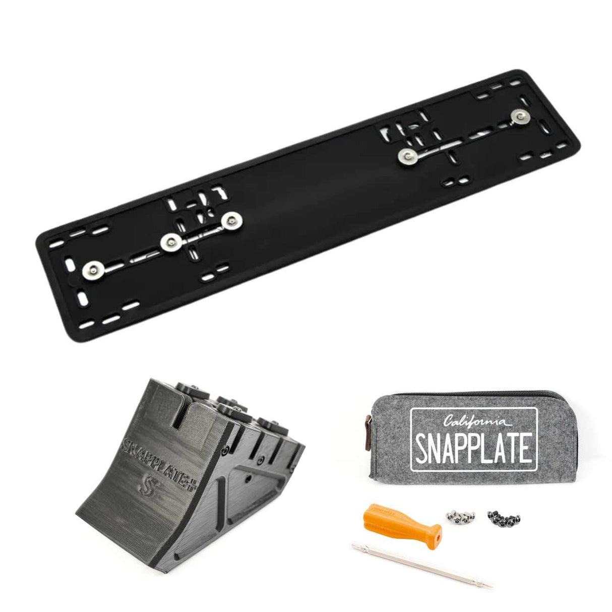 SnapPlate plus with a euro number plate mount for the 2021 Tesla Model S