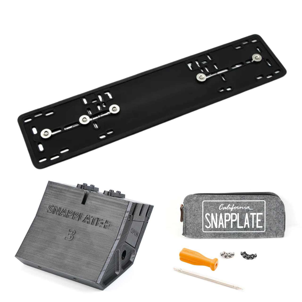 SnapPlate plus with a euro number plate mount for the 2024 Tesla Model 3