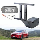 SnapPlate front license plate mount kits for the 2015 to 2021 Tesla Model X include a hardware kit with four black and four silver T25 torx security screws and a combo T25 screwdriver