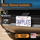 SnapPlate front license plate holders for the 2022 and up Rivian R1T and R1S have a clean, minimal aesthetic