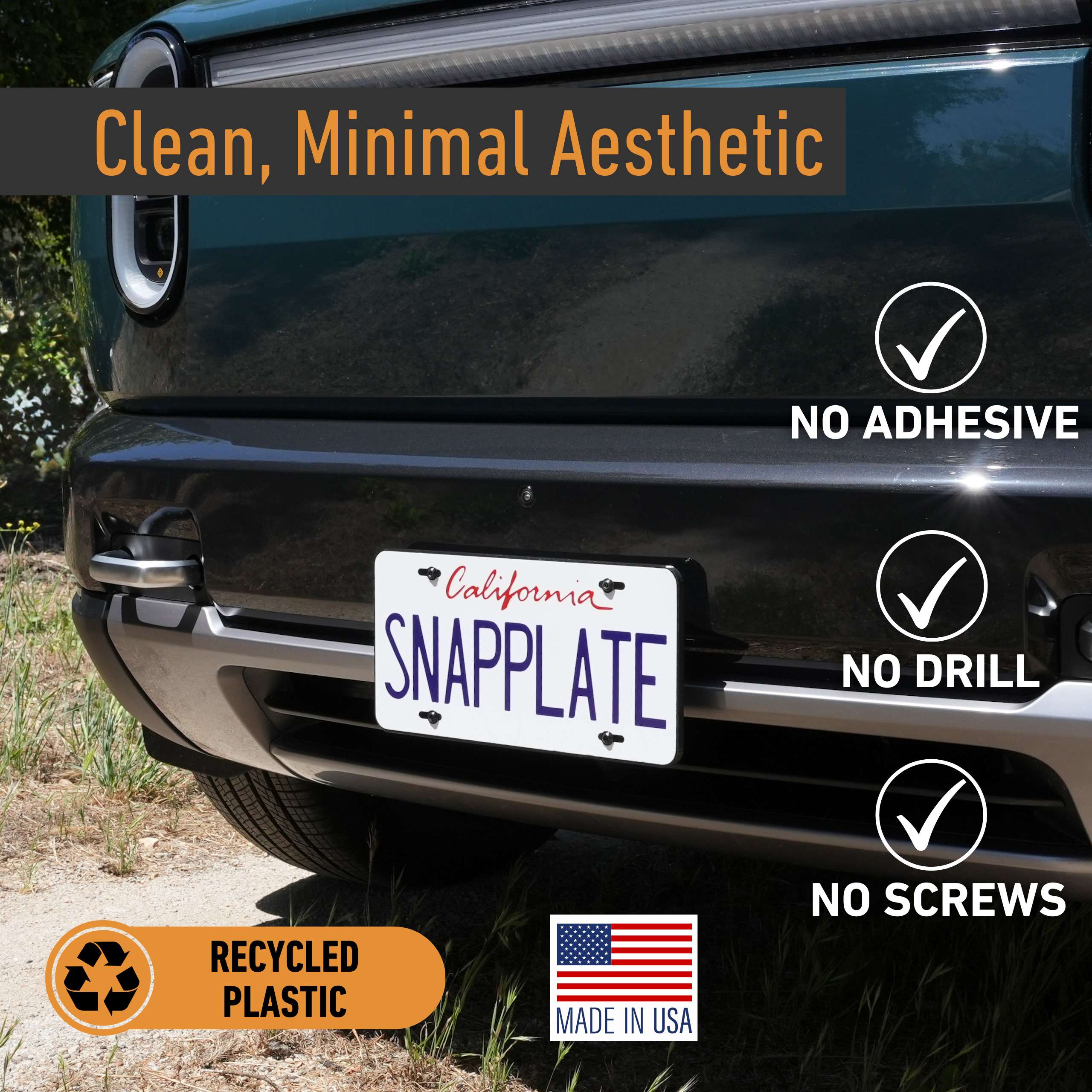 SnapPlate Front License Plate Mount for Rivian R2 – EveryAmp