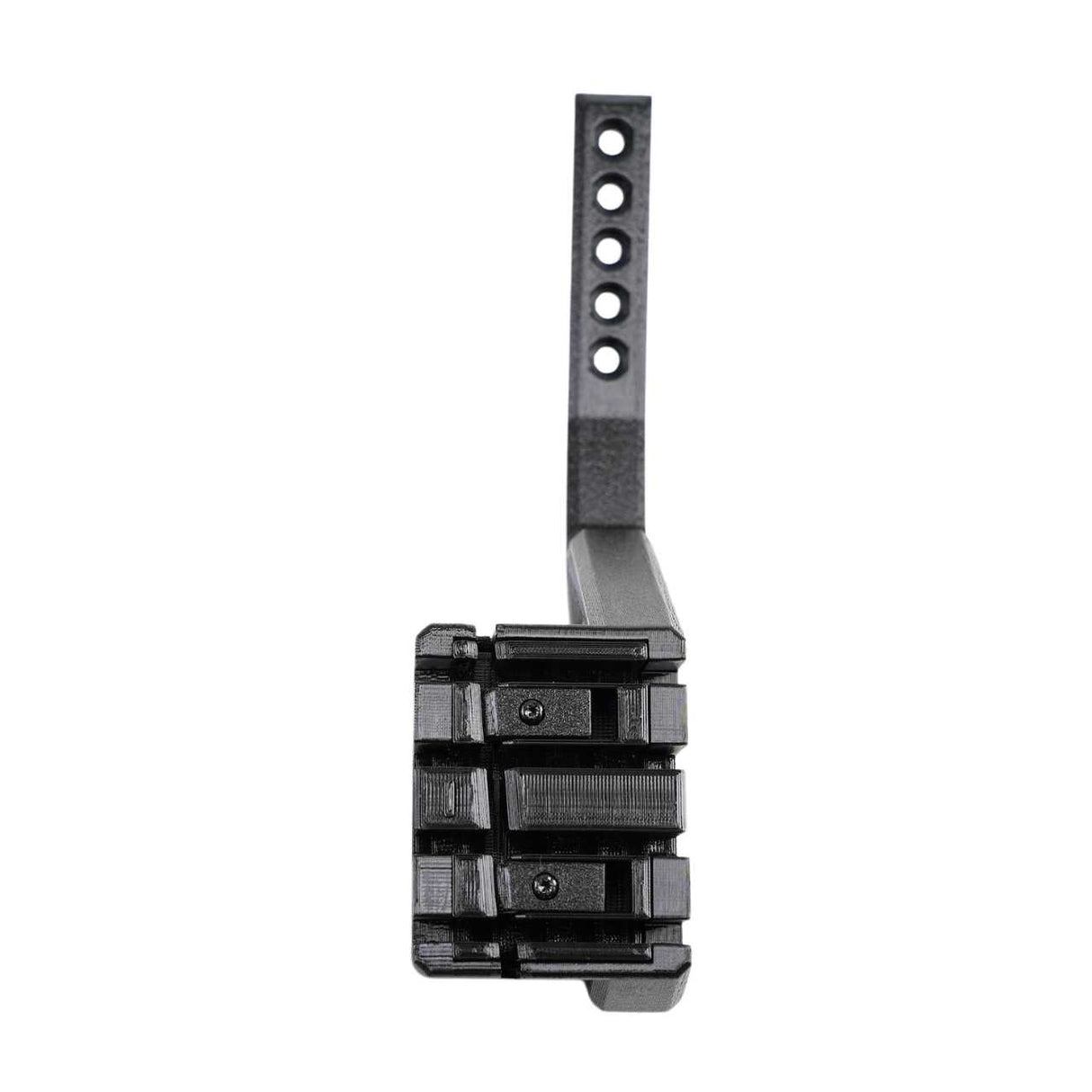 The EveryAmp SnapPlate+ Base for Tesla Model Y (2026+) is a black metal mounting bracket with multiple arm holes and three base rails, perfect as a replacement part.
