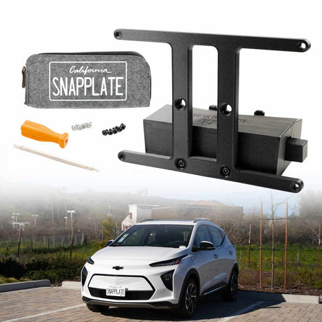 SnapPlate for Chevrolet Bolt EUV shown with the vehicle and hardware kit