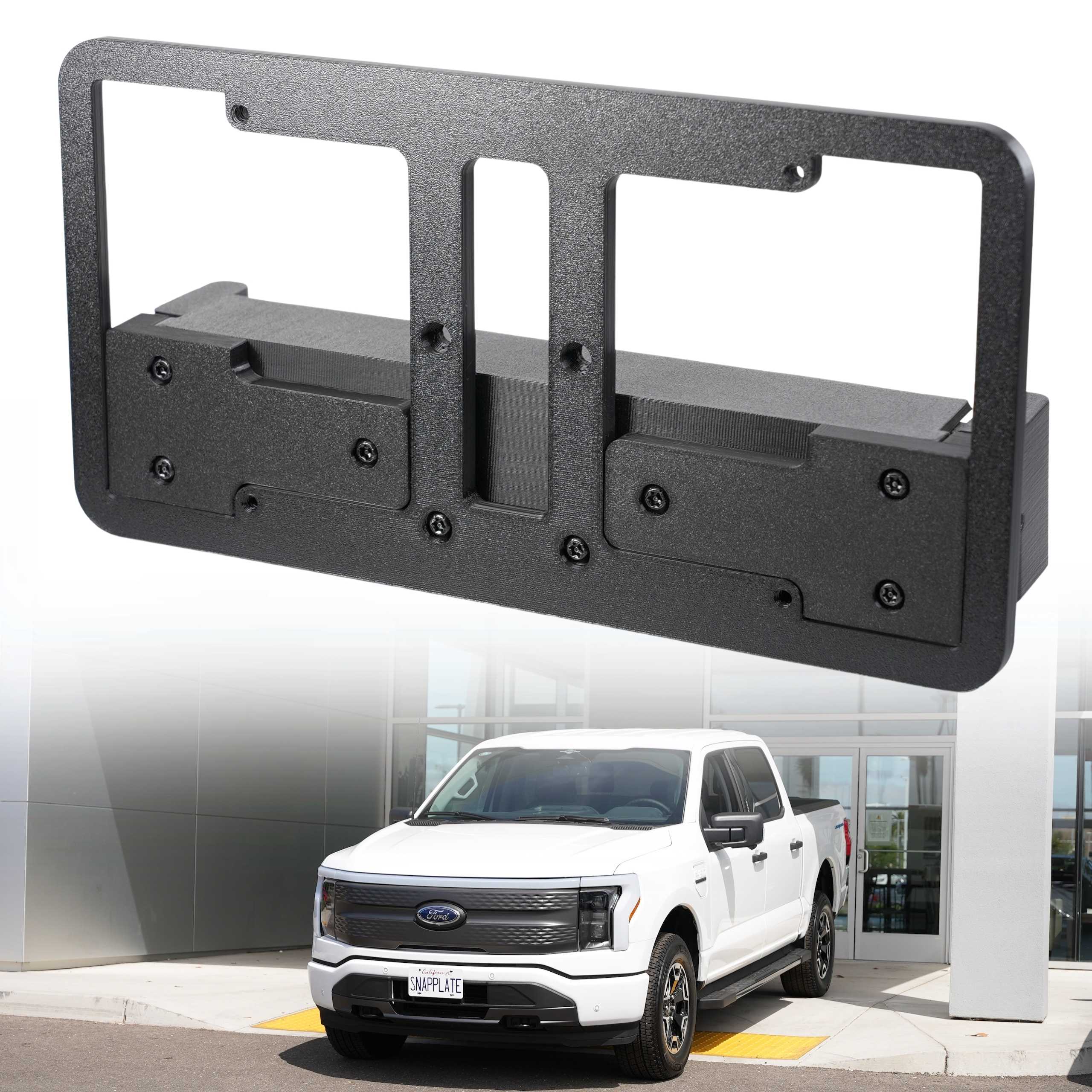 Front License Plate Mounting Bracket For 2021-2023 Ford F-150 - Black Plastic