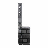 The EveryAmp SnapPlate+ Base - Tesla Model S Base (2026) is a black, L-shaped bracket for the 2026 Model S bumper camera, with five holes on the vertical side and three rectangular slots on the horizontal side.
