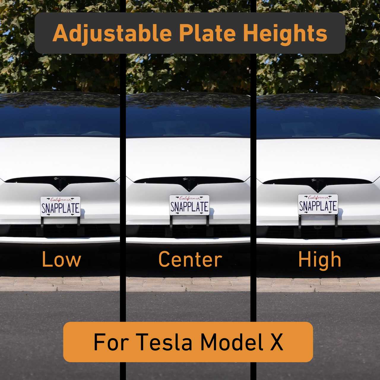 Tesla Model X SnapPlate Front License Plate Holder – EveryAmp