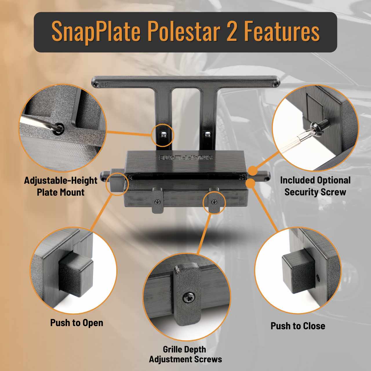 Polestar 2 SnapPlate No-Drill Front License Plate Holder – EveryAmp