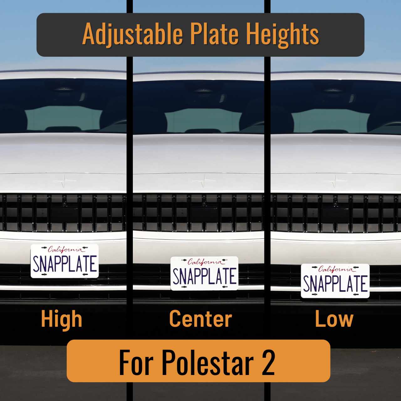 Polestar 2 SnapPlate No-Drill Front License Plate Holder – EveryAmp
