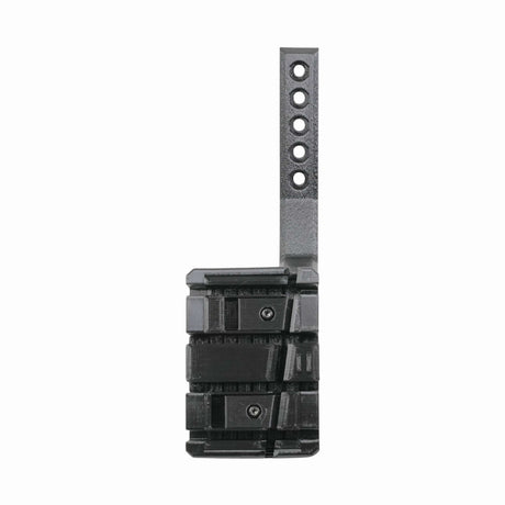 Black metal EveryAmp SnapPlate+ Base for Tesla Model S Plaid (2026), featuring a perforated vertical arm and a rectangular clamp section with two visible screws, designed for seamless vehicle mounting and shown isolated on a white background.