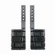 Two identical black plastic EveryAmp SnapPlate+ Base mounting brackets with vertical slotted arms, each featuring five adjustment holes and a rectangular base with multiple screws—ideal for securely installing a bumper camera or SnapPlate+ on your 2026 Tesla Model S Plaid.
