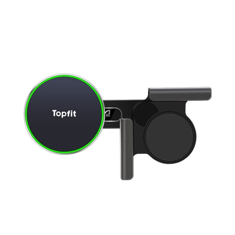 Tesery Official Store’s Magnetic Wireless Charging Phone Holder for Model 3 Highland and Model Y Juniper features a secure MagSafe mount with a circular surface and adjustable arms for a firm grip.