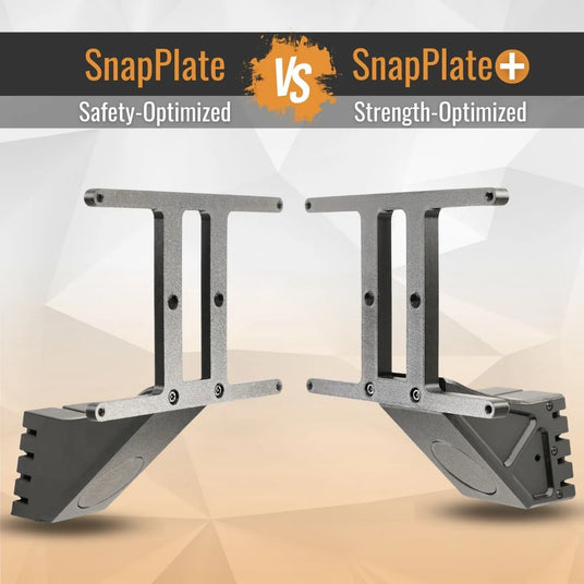 SnapPlate has breakaway features vs SnapPlate plus with hardened features