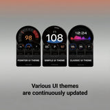 Three UI themes—Pointer, Simple, and Classic—are shown on the Tesery MagLink HUD OLED Magnetic Dashboard Display for Model Y Juniper/Model 3 Highland. Text below notes: Various UI themes are continuously updated. Brand: Tesery Official Store.