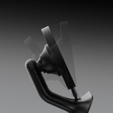 The Tesery Official Store’s Magsafe Wireless Charging Phone Holder for Model Y/3 Highland is shown in various tilted angles, showcasing its adjustable feature against a gradient gray background.