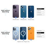 The comparison chart shows iPhone 14, 13, and 12 series work without a metal ring, while MagSafe or magnet cases show rings—perfect for the Tesery Official Store Wireless Magsafe Mount for Tesla Model 3/Y/S/X/Cybertruck.